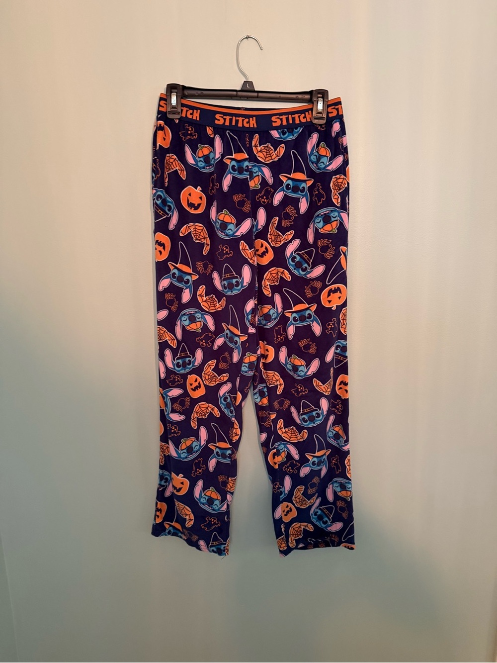 Stitch Halloween Print Pajama Pants - Purple & Orange